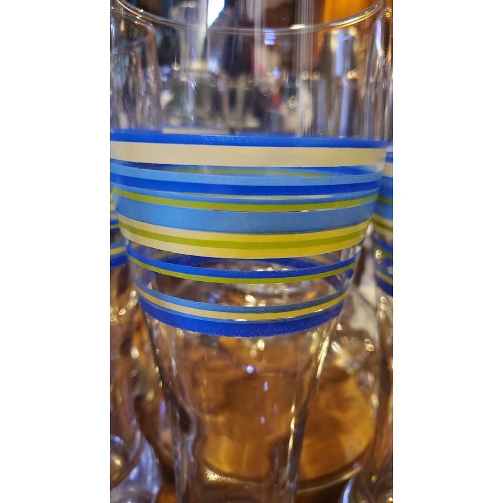 Pier 1 Blue Yellow Green Beer Glass 19oz